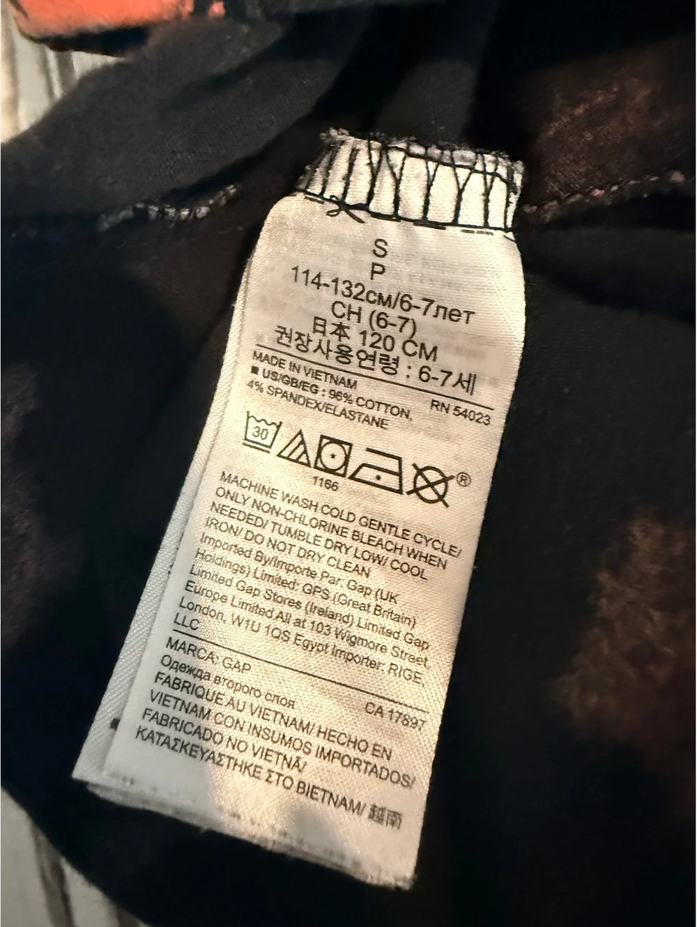 GAP Kids S (6-7) Black Monster Print Cotton Leggings